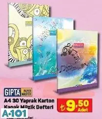GIPTA A4 30 YAPRAK KARTON KAPAK MÜZİK DEFTERİ